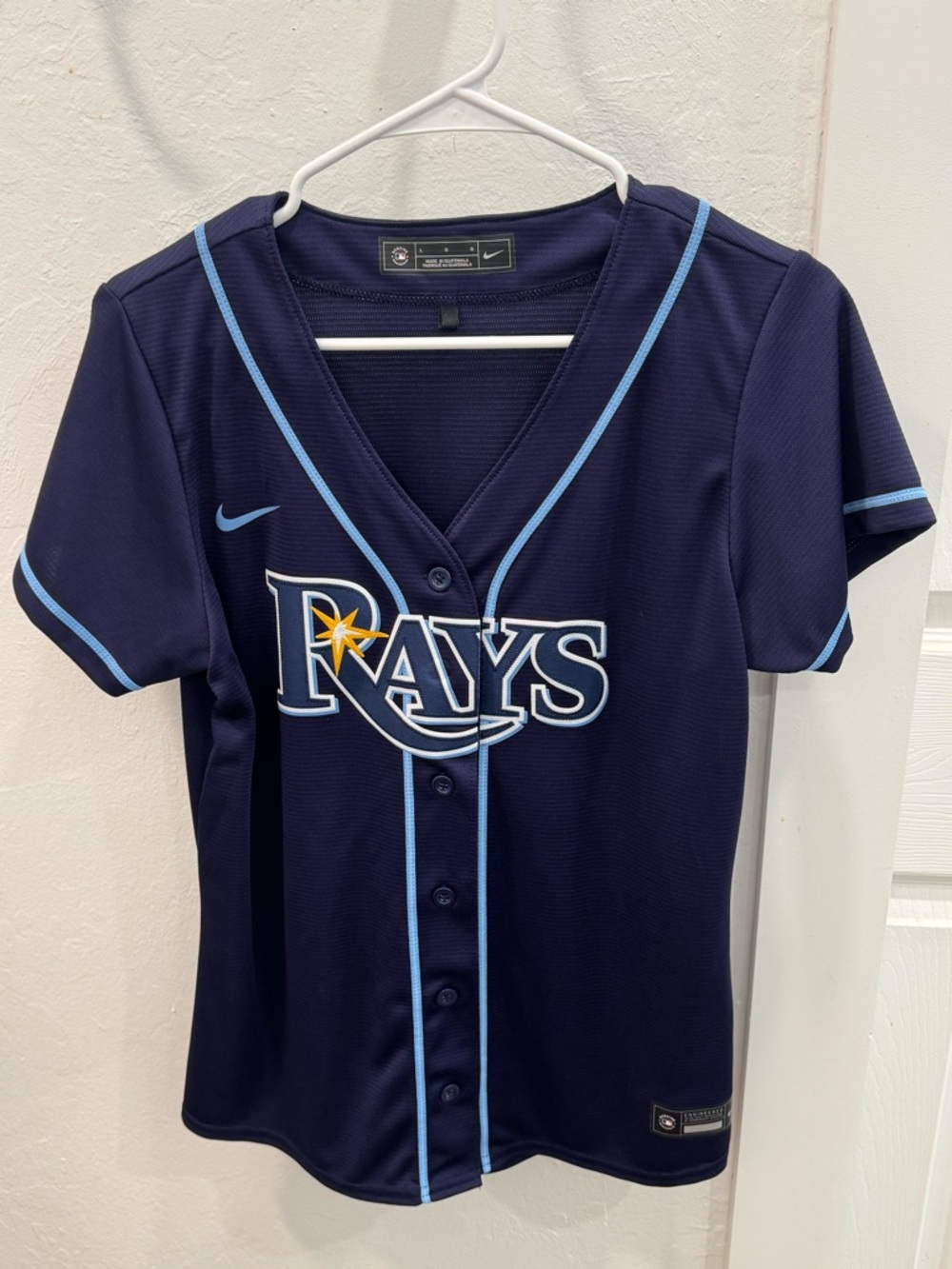 Nike Tampa Bay Rays Navy Blue Baseball Jersey with Light Blue Trim